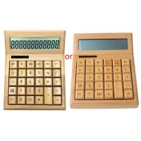 Functional Desktop Calculator Solar Power Bamboo Calculators with 12-digit Large Display Calculators