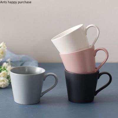 【High-end cups】260มิลลิลิตรแก้วเซรามิกถ้วยกาแฟที่มีการจัดการโฮมออฟฟิศถ้วยน้ำสีทึบความจุขนาดใหญ่แก้วถ้วยชา Drinkware ตกแต่งแก้ว