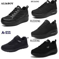 รองเท้าผ้าใบผู้หญิง สีดำล้วน แบรนด์ ALI&amp;BOY , HUIANG , RUIDENG1 , RUNNING ,RUIDENG2 น้ำหนักเบา สวมใส่สบาย ไซส์ 36-42