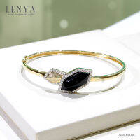 Lenya Jewelry  กำไลข้อมือเงินแท้ ประดับ Black Onyx และ CZ