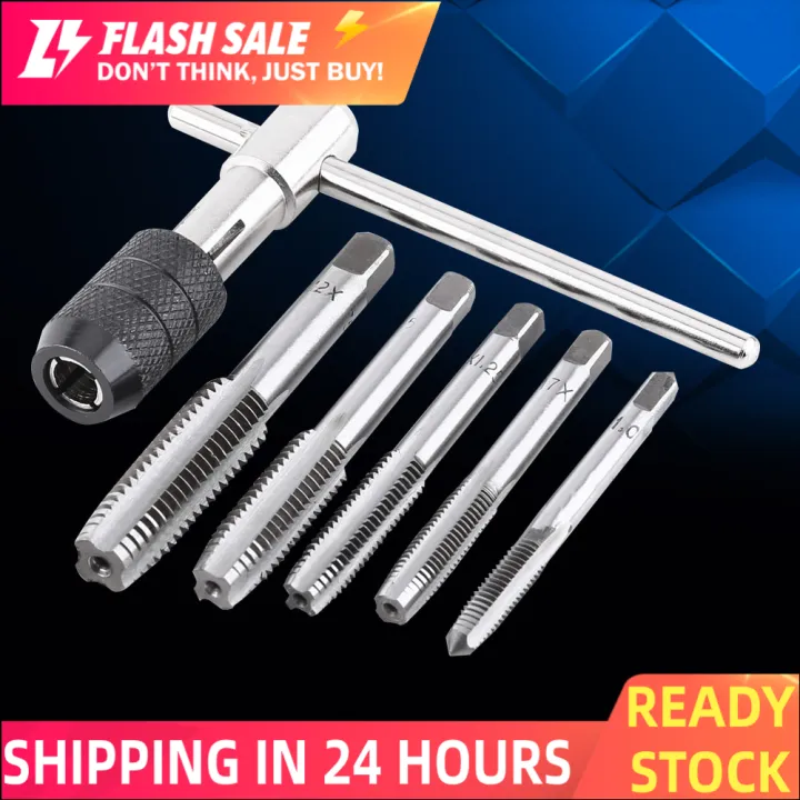 6PCS/Set Screw Tap & Tapping Tool Tshaped Wrench Threading Tapping