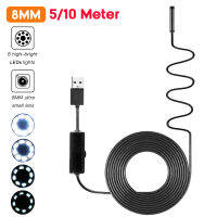 8มิลลิเมตรอุตสาหกรรม Endoscope Borescope กล้องตรวจสอบ IP67กันน้ำ8LEDs USB Endoscope ตรวจสอบกล้องเลนส์5เมตร10เมตรนุ่มฮาร์ด