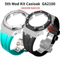 Gen 4th 5th Casio Oak Metal Modification Kit Case With Crown GA2100 GA2110สายยางซิลิโคนฝาสแตนเลสเข้ากันได้กับ GA-2100 GA-2110กีฬาผู้ชายนาฬิกาอุปกรณ์เสริม