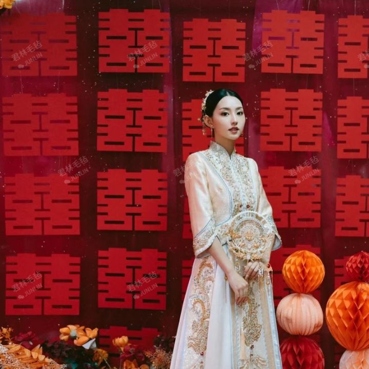 cod-xiaohongshu-with-the-same-style-non-woven-fabric-happy-word-long-strip-background-wall-net-red-wedding-decoration