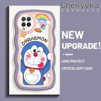 Chenyyka เคสสำหรับ Samsung Galaxy A22 4G A22 5G M22 เคสรูปโดราเอมอนน่ารักลายการ์ตูนใหม่ สี Macaron คลื่นขอบนุ่มเคสมือถือกันกระแทกแบบใสค