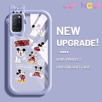 Jjlingji เคสสำหรับ OPPO A52 A92 A72 4G เคสการ์ตูน Mickey Mouse รูปโบว์เล็กๆน้อยๆมอนสเตอร์เคสนิ่มทนต่อการขัดถูเคสโทรศัพท์โปร่งใส TPU ซิลิกาเจลฝาครอบป้องกันเลนส์กล้องถ่ายรูป