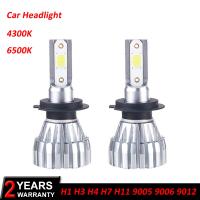 [ANYA Auto Parts] 2Pcs H7ไฟหน้ารถหลอดไฟ Led H4 H1 H3 H11โคมไฟรถยนต์9005 9006 9012 12V 24V ชิป COB 4300K 6500K 5000Lm หลอดไฟ Led อัตโนมัติ