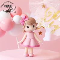 CHENJIE สีชมพูอุปกรณ์ปาร์ตี้วันเกิดของเด็กผู้หญิงเจ้าหญิงน้อยเครื่องประดับสำหรับงานเลี้ยงเค้กเครื่องมือตกแต่งฟิกเกอร์จิ๋วเค้กท็อปเปอร์