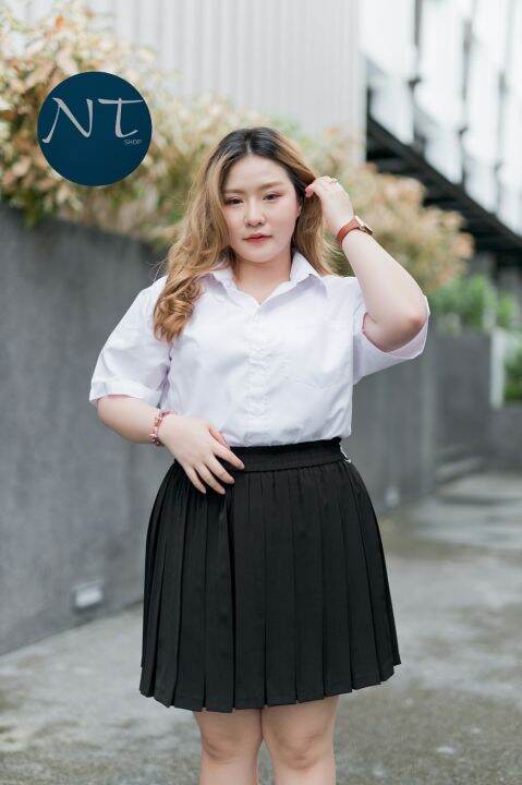 bigsize-กระโปรงนักศึกษาพลีท-ไซส์ใหญ่-xl-xxlจีบเล็ก-จีบทวิส-ผ้าหางกระรอก