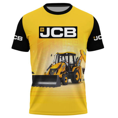 New FashionJCB Excavator 3D Dseign Round Neck T-shirt Men Sport Casual Short Sleeve Outdoor 2023