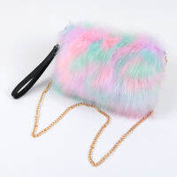 Faux Fur Womens Clutch Purse Party Chain Shoulder Bag Luxury Wedding Banquet Evening Bag Winter Female Envelop Handbag ZD1866