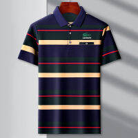 【2สี】เสื้อยืดผู้ชาย Kaus Polo Garis ใหม่ฤดูใบไม้ผลิระบายอากาศได้เสื้อผ้าแฟชั่นเสื้อลำลอง