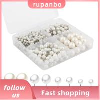 RUPANBO039392692หมุดชี้หมุดกดหัวกลมพลาสติกสีขาวมุกสีขาวอุปกรณ์สำนักงาน4/5/6/ 10มม. เส้นผ่าศูนย์กลางของตกแต่ง