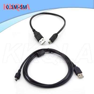 QKKQLA 0.3M 5M Usb Male To Mini 5P Usb Power Charging Data Cable Charger Line T Port Connectors For Extend Car Dvr Digital Camera Wire
