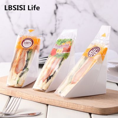 LBSISI Life ถุงแซนวิชขนมปังใสหนา100ชิ้นพร้อมก้นการตกแต่งแบบเรียบง่ายพลาสติกสำหรับอาหารมื้อเบาอาหารอบ