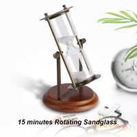 Metal Rotating White Sand Clock Kitchen 15 Minute Time Timer Kids Wood Glass Hourglass Table Classroom Ornaments Home Decor Gift