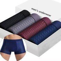 Boxer Bamboo Shorts Ventilate Mens Underwear Sexy Breathable Summer Youth 4pcs/Lot