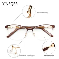 Square Womens Vintage Glasses Stylish Women Prescription Eyewear Frames Cats Eye Female Eyeglasses Thin Half Spectacle Frames