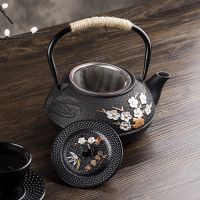 Japanese Cast Iron Tea Teapot Exquisite Plum Bamboo Painted Series Cast Iron Kettle Boiling Water with Strainer Kettle Tea Pot