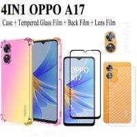 (4in1) OPPO A17 A16 A15 A57 A97 5G A96 A55 4G ฟิล์มกระจกนิรภัย + ฟิล์ม + ฟิล์มเลนส์ + สีสันนุ่มกรณี