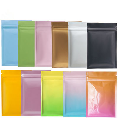 100Pcslot Glossy and Matte Aluminum Foil Zip Lock Package Bag Self Sealing Zipper Coffee Tea Powder Storage Bag