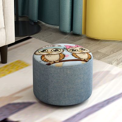 [COD] Household stool bench creative low fabric round chair change shoe wooden