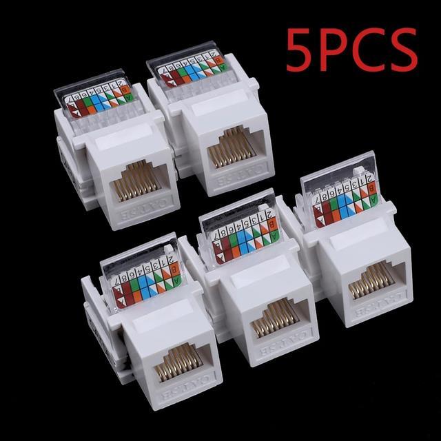 cw-5pcs-tool-free-cat5e-utp-network-module-cat5e-ethernet-rj45-keystone-jack-cat5-punch-down-computer-outlet-cable