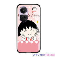 Serpens For OPPO Reno10 Pro 5G การ์ตูนญี่ปุ่นอะนิเมะ Chibi Maruko เคสมือถือสติ๊กเกอร์ซากุระโมโมโกะสำหรับเด็กผู้หญิงกระจกนิรภัยมันวาวปลอกฝาหลัง