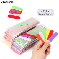 50/100Pcs Mini Wooden Nail File 240Grit  Double Sided Sandpaper 6CM Colorful Stick Disposable Pedicure Manicure Buffer Nail Tool