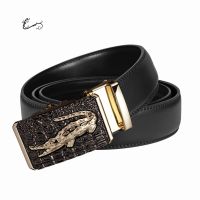 Waist Art Leather Belt for Men Alloy Automatic Buckle Black High Quality Mens Belts Gift 3.5cm Width 140cm Belts