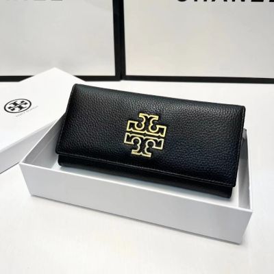 2023 new Tory Burch Britten Series Soft Cow Leather Multi-card Slot Utility Long Wallet