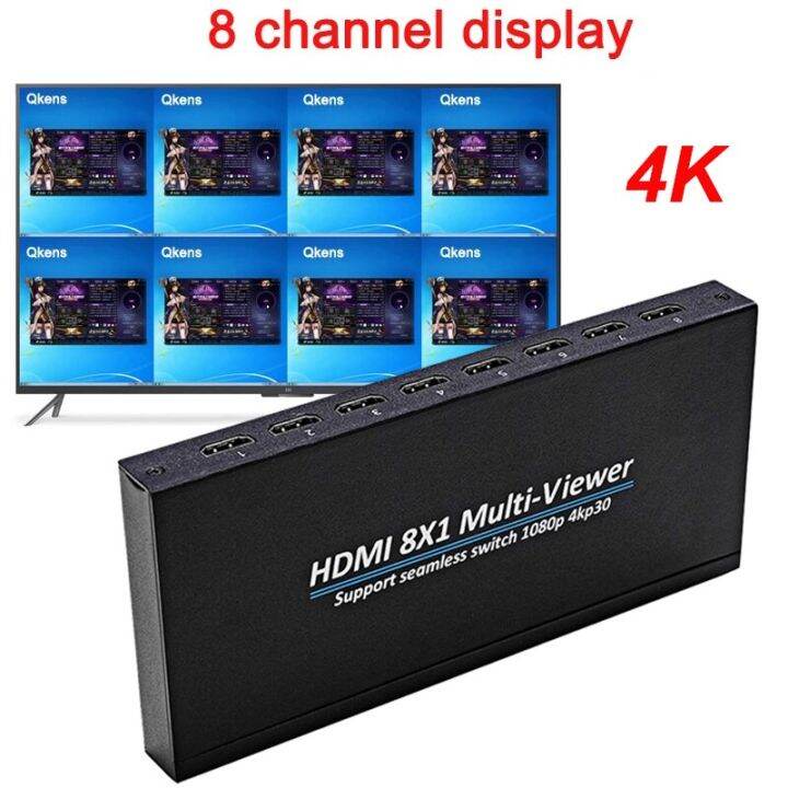 PC Cold 4K HDMI Multiviewer 8X1 1080P Quad Screen Multi Viewer 8