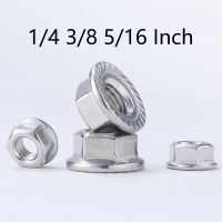 Hexagon Flange Nuts 1/4 3/8 5/16 Inch Grade 4.8 304 Stainless Steel Hex Hexagon Locking Nut Serrated Spinlock American System Nails  Screws Fasteners