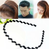 Unisex Metal Black Wavy Hair Head Hoop Band / Sport Headband