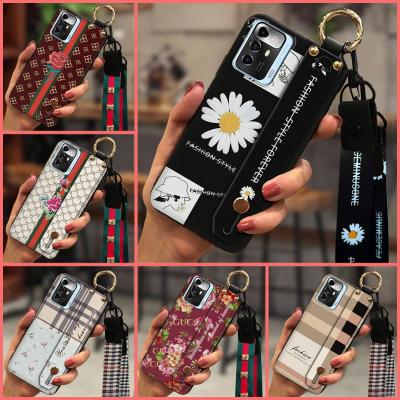 armor case Small daisies Phone Case For ZTE Balde A72 5G Plaid texture Anti-dust Wristband silicone protective classic