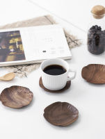 Japanese style solid wood Cup mat Creative saucer and kettle mat Black walnut Wood Four-leaf clover Insulation pad