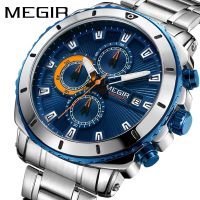 【January】 Cross-border sales Megs megir business men watch sports multi-function steel band quartz watch 2075