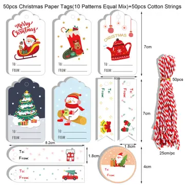 100pcs Merry Christmas Gift Tags Kraft Paper Card Hang Tag