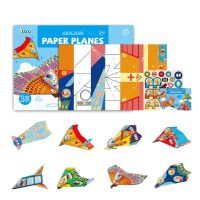 Kids Art Kraft Paper Airplanes Kit Origami Paper 32pcs w/ Guiding Book Sticker Creative Handcrafts Popular Party Supply