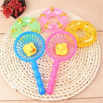 5pcs/set Kids Bath Toys Rubber Duck Fishing Net Swimming Rings