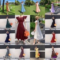 GN9651 **รบกวนสอบถามstockก่อนสั่งซื้อจ้า** Dress เดรสคอเหลี่ยมแขนระบาย