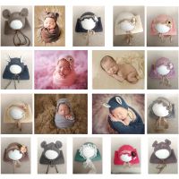 40x120CM Newborn Baby Photography Wraps With Hat 2pcs Set Infant Souvenir Pictures Clothes Swaddling Photo Props Stretch Blanket