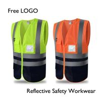 High visibility vests reflective safety tops for women men unisex construction worker builder two tone yellow black orange black