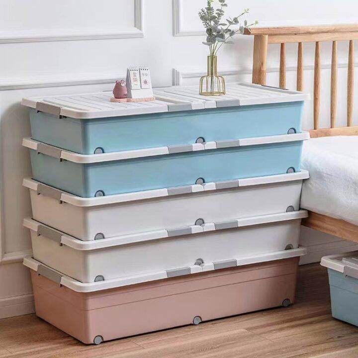 Storage Box Under The Bed With Wheels Oversize Plastic Bin Organizer ...