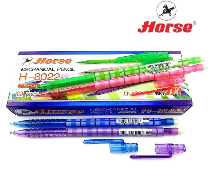 horse-ตราม้า-ดินสอกด-0-5mm-h-8022-จำนวน-12ด้าม-กล่อง-mechanical-pencil