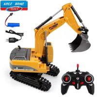 2.4G RC Excavator Electric Mini Remote Control Bulldozer 1:24 Alloy Plastic Engineering Car Truck Dump Crane Vehicle Toy For Boy