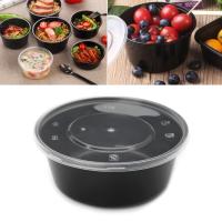 10Pcsset Plastic Disposable Lunch Soup Bowl Food Container Storage Box With Lids Lunch Fruit Food Packaging Box Black