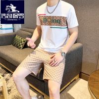 【July hot】 tide brand mens summer suit high-end t-shirt short-sleeved a trendy all-match