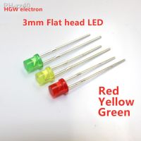 ♧♙ 100pcs 3MM LED DIP Flat head LED Diode Lamp F3 Flat head colloid Red Green Yellow Indicator light LED 2 pin