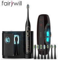 Fairywill แปรงสีฟันไฟฟ้า Sonic FW-2056 High-Technology Ultrasonic Professional เปลี่ยน 8 หัวแปรงกระเป๋าเดินทาง US PLUG-ygdds